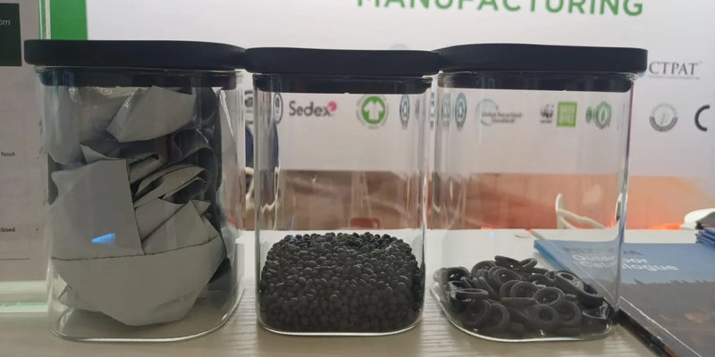 Polyethylene cutting scrap transformed into recycled pellets and molded components through Nizam’s ZERO LOOP closed loop recycling process