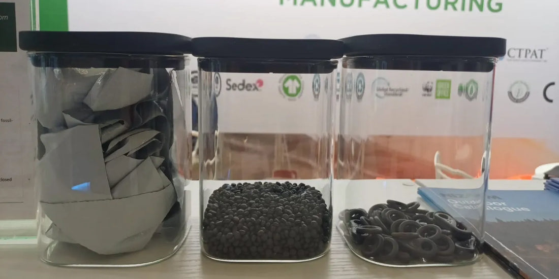 Polyethylene cutting scrap transformed into recycled pellets and molded components through Nizam’s ZERO LOOP closed loop recycling process